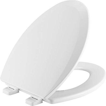 Bemis 1500TTT Durable Wood Toilet Seat, Secure Hinges Stay Tight, Made in USA, Elongated, White - size: ELONGATED