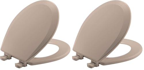 Bemis 500EC 068 Molded Wood Round Toilet Seat with Easy Clean and Change Hinge, 2 Pack, Fawn Beige - color: Fawn Beige, size: Round (Pack of 2)