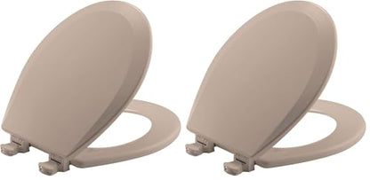 Bemis 500EC 068 Molded Wood Round Toilet Seat with Easy Clean and Change Hinge, 2 Pack, Fawn Beige - color: Fawn Beige, size: Round (Pack of 2)