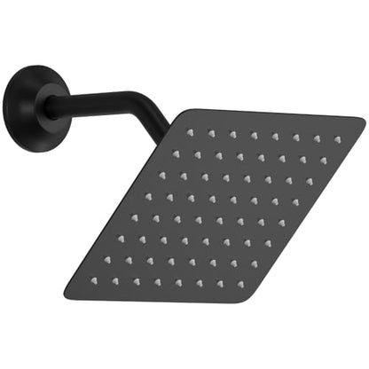 AYIVG Square 304 Stainless Steel 8 Inch Wall Mount Rain Shower Head with Shower Arm and Flange, Matte Black - color: Matte Black