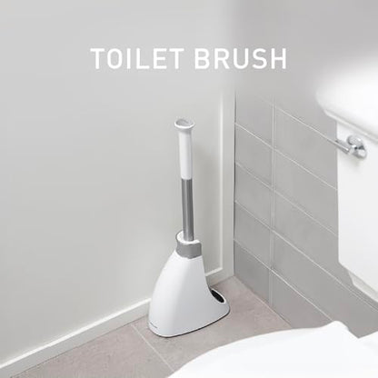 simplehuman Toilet Brush with Caddy, Stainless Steel, White - color: White, style: Toilet Brush