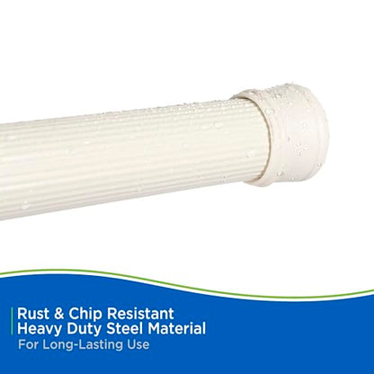 Kenney KN609L/87 Twist & Fit No Tools Spring Tension Standard Shower Curtain Rod with Non-Slip, Non-Scratch Ends, 42-72" Adjustable Length, Easy Install, Cream, 1" Diameter Rust Resistant Steel Tube - color: Alabaster
