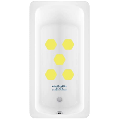 Kahuna Grip Bathtub Bath and Shower 5¼" Hexagon Non-Slip Traction Treads (Yellow) - color: Yellow