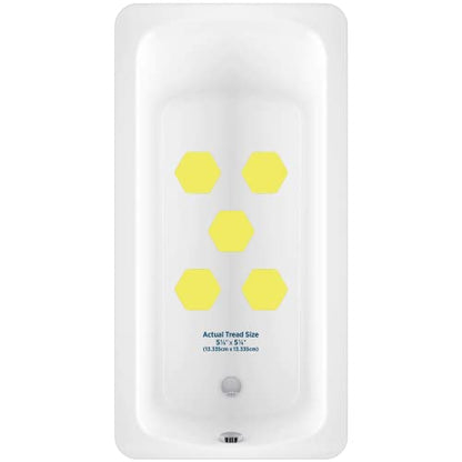 Kahuna Grip Bathtub Bath and Shower 5¼" Hexagon Non-Slip Traction Treads (Yellow) - color: Yellow