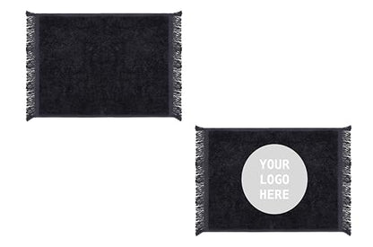 Fringed Reversible Fingertip Hand Towel (Size 11" W x 18" L) Terry Cotton Washcloth Set for Face and Bathroom use. (Black, 3)