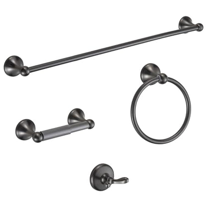 BGL Bathroom Hardware Set Grey Electroplating 4-Piece Bathroom Accessories Set Wall Mounted Adjustable Towel Bar Robe Hook Toilet Paper Holder Towel Ring Glossy Grey - color: Gunmetal Grey