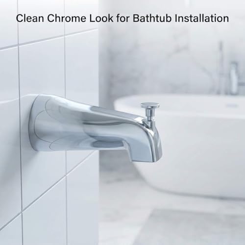 QWORK Metal Tub Spout with Diverter – Fits 1/2" & 3/4" Pipes, Chrome Finish for Tubs, Showers & Bathrooms
