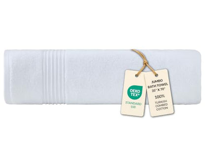 Milara Plush Turkish Cotton Bath Sheet, White, 700 GSM, 35x70 in | Oversized 35x70in, 700 GSM Turkish Combed Cotton, Air-Spun for a Plush Feel, OEKO-TEX® Standard 100 Certified - color: White, size: Bath Sheet (1 Pcs) - 35" x 70"