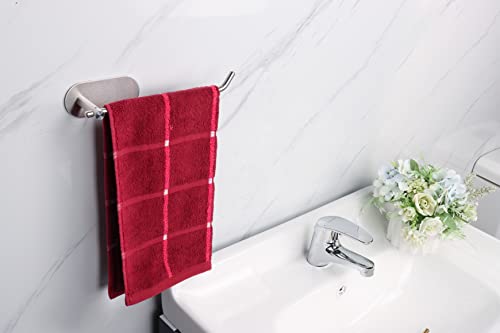 TocTen Stainless Steel Hand Towel Rod, No Drilling Stick on Wall Bar, Strong Self Adhesive Rack/Hanger for Bathroom Kitchen (Brushed Nickel) - color: Brushed Nickel, size: 1 Pack 8.35 inch