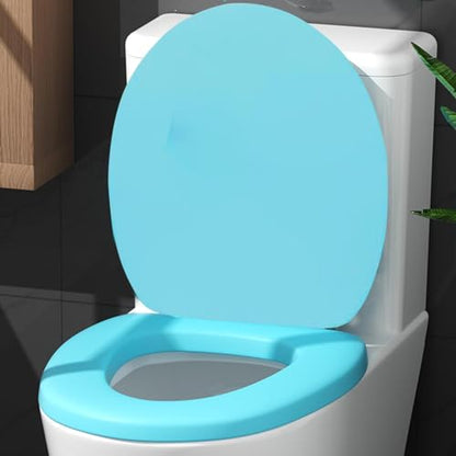 Soft Close Round Toilet Seat - Thickened Plastic Lid, Easy to Clean, Quiet Comfort, Fits Standard Toilets, White, Easy Install (Blue) - color: Blue