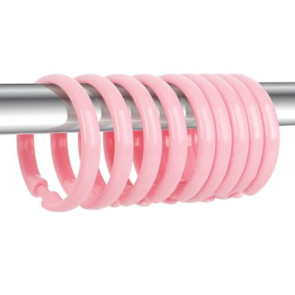 Pink Shower Curtain Hooks - 12 Pcs Circular Plastic Shower Curtain Rings for Bathroom - O Shaped Light Pink Shower Hooks Rings for Shower Curtain Rod - color: Pink