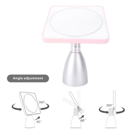 Yosoo 30x Magnifying Mirror with Light, Large 6' Lighted 30x Magnified Mirror with Suction Cups & Table Stand, Lighted Makeup Mirror with 12 Brightness Levels, 360° Rotation (Pink - color: Pink Silver