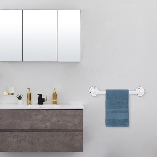Industrial Pipe Towel Rack Towel Bar, Heavy Duty Wall Mounted Rustic Farmhouse Bath Towel Holder for Bathroom (White, 16 inch) - color: White, size: 16 Inch