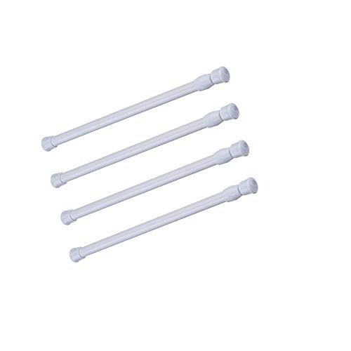 Tension Rods, 4 Pack Adjustable Spring Steel Cupboard Bars Tension Curtain Rod 9.8-15.7 Inches Shower Rod Closet Rod Tensions Rod Extendable Width - color: White, size: 9.8-15.7 Inch