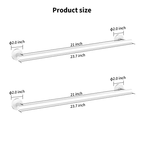 Cilee 2 Pieces White Bathroom Towel Bar, 24 Inch Towel Holder | Double Towel Racks, Bathroom Towel Holder, Towel Hanger for Bathroom Stainless Steel Wall Mount - color: White, size: 24inch