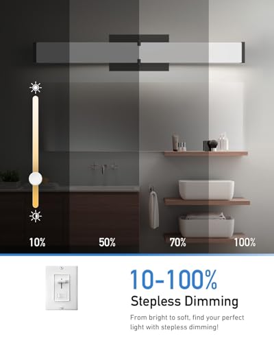 Modern 24IN Black Bathroom Vanity Light, 25W 2500 Lumen Dimmable, 5CCT, ETL Certified - size: 24IN 5CCT