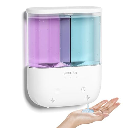 Touchless Wall Mounted Dual Automatic Soap Dispenser – 2 x 17 fl oz. Chambers Rechargeable Liquid Soap Dispenser Prefect for Bathroom & Kitchen (White)