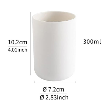 Bathroom Tumblers 2Pcs, Mouthwash Cup, Toothbrush Holders, Drink Mug, Pen Holder, Unbreakable Dishwasher Safe, 10fl.oz(300ml)/Pcs (White & White) - color: White&white