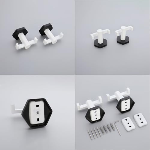 GERZWY White & Black Bathroom Double Towel Hook Stainless Steel Coat/Robe Clothes Hook for Bath Kitchen Modern Hotel Style Wall Mounted 2 Pack - color: White & Black