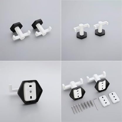 GERZWY White & Black Bathroom Double Towel Hook Stainless Steel Coat/Robe Clothes Hook for Bath Kitchen Modern Hotel Style Wall Mounted 2 Pack - color: White & Black