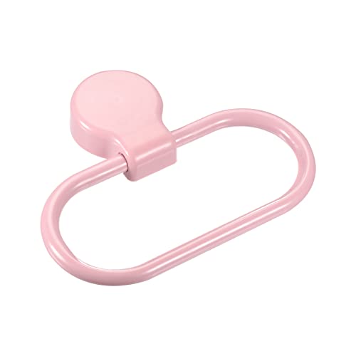 HARFINGTON Wall Mounted Oval Towel Ring ABS Hanging Holder Self-Adhesive for Bathroom Kitchen Accessories, Pink - color: Pink