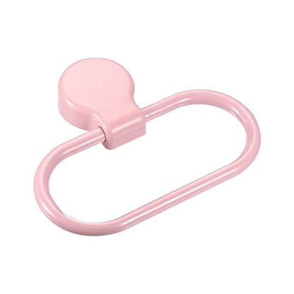 HARFINGTON Wall Mounted Oval Towel Ring ABS Hanging Holder Self-Adhesive for Bathroom Kitchen Accessories, Pink - color: Pink