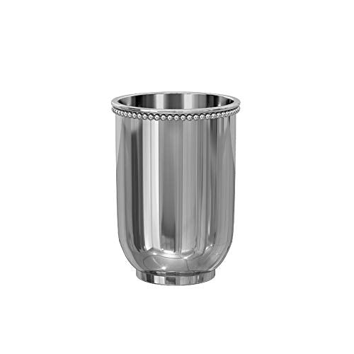 nu steel 18/8 Stainless Steel Chic Collection Beaded Tumbler Cup for Bathroom Vanity Countertops - for Mouthwash/Mouth Rinse, Storing and Organizing Makeup Brushes, Eye Liners, Accessories