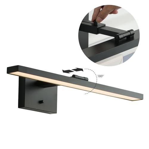 mirrea 24-Inch Matte Black LED Vanity Light Over Medicine Cabinet | Extendable Arm,5CCT, Dimmable, Adjustable light angle,Bath Bar Lighting,Modern