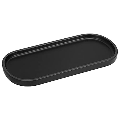 Luxspire 10" Oval Bathroom Tray for Countertop Organizer, Matte Black | S, non-slip waterproof resin, easy wipe clean, fits bath kitchen vanity, holds jewelry toiletries soap - color: Matte Black, style: Small