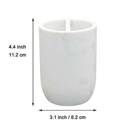 Toothbrush Holder Polyresin Toothbrush Organizer Stand,Multi-Functional Toothpaste Holder Makeup Brushes Cup Razors Holder for Bathroom Vanity Countertop,Ideal for Home, Hotel (Marble Style) (1Pack)