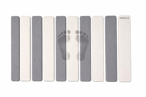 MIRACLE Foldable Stone Bath Mat 23.6 x 15.4 Inch Diatomaceous Earth Shower Mat for Wet Feet Quick Dry Water Absorbing Non-Slip Compact Easy Clean Gray and White