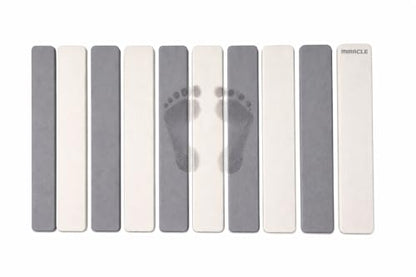 MIRACLE Foldable Stone Bath Mat 23.6 x 15.4 Inch Diatomaceous Earth Shower Mat for Wet Feet Quick Dry Water Absorbing Non-Slip Compact Easy Clean Gray and White