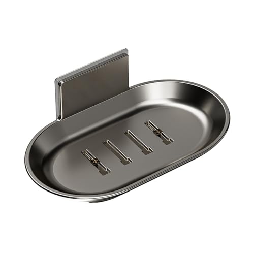 No Drilling Soap Dish for Shower, Self Draining Soap Bar Holder with Removable Drip Tray, Wall Mounted Rustproof Soap Saver for Bathroom, Kitchen, Toilet