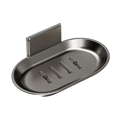 No Drilling Soap Dish for Shower, Self Draining Soap Bar Holder with Removable Drip Tray, Wall Mounted Rustproof Soap Saver for Bathroom, Kitchen, Toilet