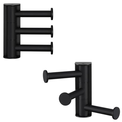 Suyar Towel Hook for Bathroom, Swivel Robe Holder with 3 Arms, Matte Black | 2 Pack, SUS304 Stainless Steel, Wall Mounted - color: Matte Black, size: 2 Pack