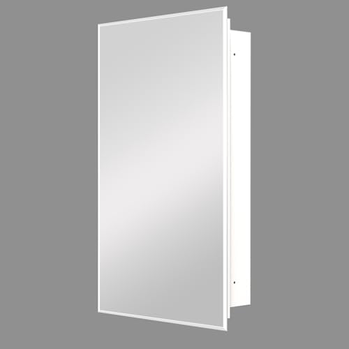 Bathroom Medicine Cabinet with 28x28 in Square Beveled Frameless Mirror,Wall Mounted Mirror Cabinet for Bathroom Toilet Kitchen,Recess or Surface Mount - size: FMG-CM7005-2828