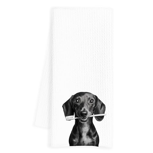 Funny Dachshund Gifts Hand Towels for Bathroom, Weiner Dog Bathroom Hand Towels, Weiner Dog Gifts for Women, 16x24 Inch - color: Dachshund
