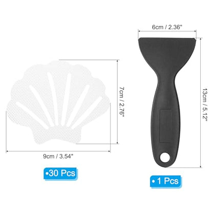 PATIKIL 30 Pcs Non Slip Bathtub Stickers, Anti Slip Shower Stickers with Scraper Bathroom Shower Floor Decals Sea Shell Shape Cute Treads Tubs, White - color: White