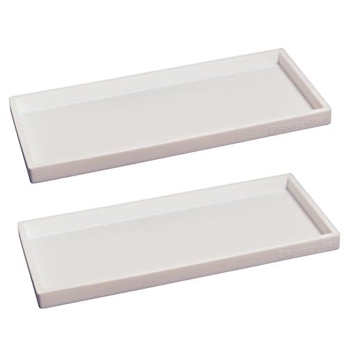 Silicone Countertop & Vanity Bathroom Tray – 2 PC 11.7" | Bathroom Tray Set, Bathroom Tray Countertop, Bathroom Counter Tray, Dish Soap Kitchen Tray & Bathroom Organizer Countertop - color: White, size: 2 PC Large - 11.7”