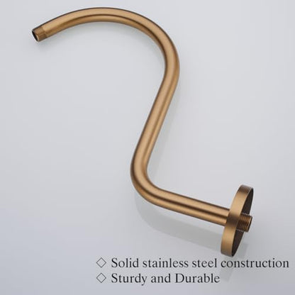 RANDOM S Shaped Shower Head Riser Pipe,Goose Neck Shower Arm 13 Inch Shower Head Extension Arm with Flange,Standard 1/2" Connection,Champagne Bronze.RD-91098-13CB - color: Champagne Bronze