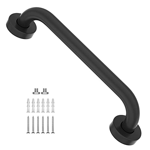 Black Grab Bar 12 Inch, Grab Bar for Bathtub and Shower | Stainless Steel Bathroom Safety Bar, Bath Handle Handrail for Senior Elderly, Matte Black Handicap Bars, Wall Mounted - color: Black, size: 12 Inch