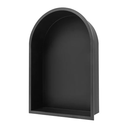 Recessed Arched Shower Niche, 12" X 18" Stainless Steel Shower Niche, Stainless Steel Bathroom Shelf, NO Tile Needed Bathroom Storage for Shower Wall (Black) - color: Black