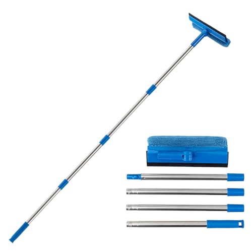 Professional Window Squeegee,2 in 1 Window Cleaner with Long Stainless Steel Handle,Sponge Car Window Squeegee for Gas Station, Glass,Shower (68" Pole)