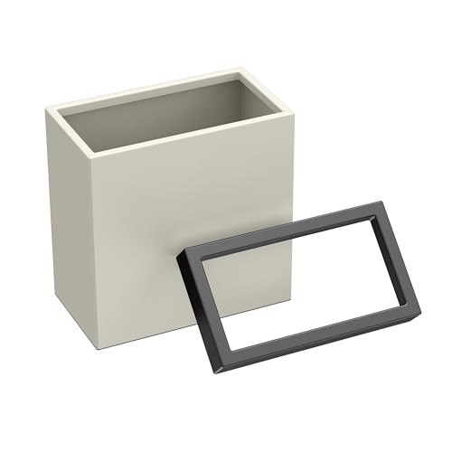 Gatco Modern Rectangle Wastebasket, Matte Pearl and Matte Black Combo - Stainless Steel Trash Can with Removable Lid, Leakproof, 3 Gallon Capacity for Bathroom, Bedroom, Kitchen, or Office - color: Matte Pearl / Black