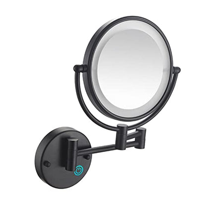 TiStm LED Makeup Mirror with Lights and 10x Magnification Vanity Mirror Wall Mounted Round Double Sided Vanity Magnifying with 360° Swivel Extendable Arm Make up Mirror,Black,Hard Wired