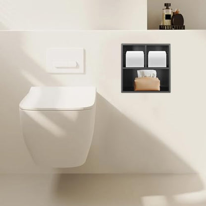 Dual Toilet Roll Holder, Recessed Toilet Paper Holder 304 Stainless Steel | Toilets Paper Holders Horizontal Toilets Paper Niche Toilet Niche Dispenser with Storage 12.2 LX 3.94W X 12.2H in (Black) - color: Black