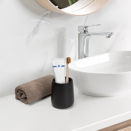 Bathroom Tumbler Cup Ceramic 13.5oz Reusable Toothbrush Cup 400ml, Toothbrush Holder Adequate for Your Bathroom (Black Brown) - color: Blackbrown, size: 1pcs