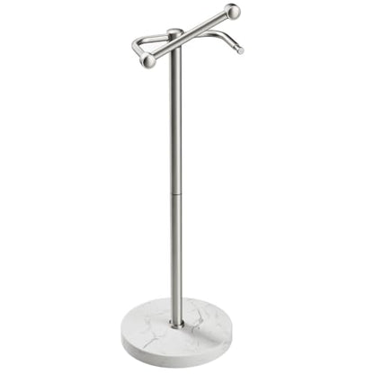 RARXTR Toilet Paper Holder Stand, Bathroom Free Standing Toilet Paper Stand with Modern Marble Base, Post Pivoting Toilet Paper Stand with Stainless Steel Tissue Rack, Rust-Proof (Brushed Nickel) - color: Brushed Nickel, size: With Marble Base