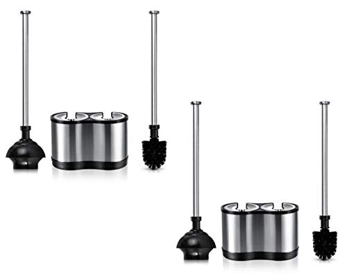 ToiletTree Products Modern Deluxe Freestanding Toilet Brush and Plunger Combo - 5.5" x 9.5" x 18.5" (2 Pack) - style: Combo 2 Pack
