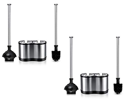 ToiletTree Products Modern Deluxe Freestanding Toilet Brush and Plunger Combo - 5.5" x 9.5" x 18.5" (2 Pack) - style: Combo 2 Pack